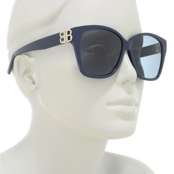 NWOT Balenciaga Woman’s 59mm Square Sunglasses Blue - Picture 1 of 5
